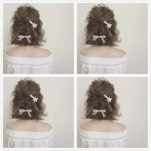 显年轻的发型扎法半扎短发,短发女孩扎古代头发怎么扎