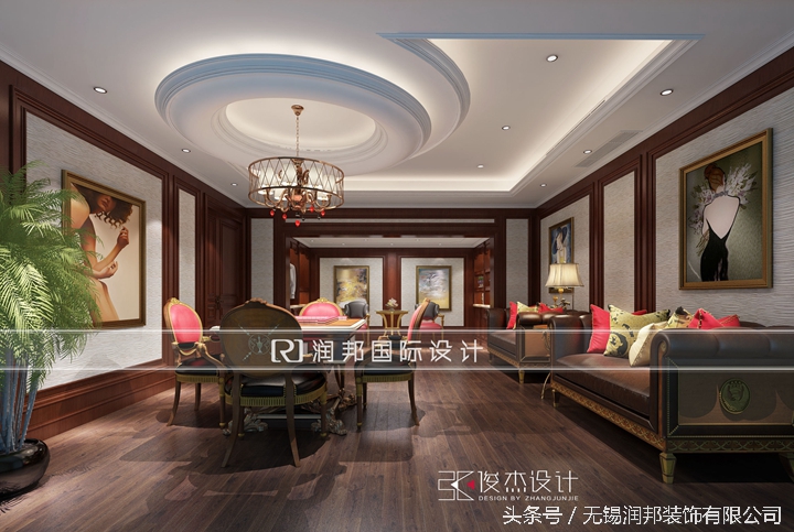 300平米美式风格一楼半豪华别墅,简约法式别墅案例