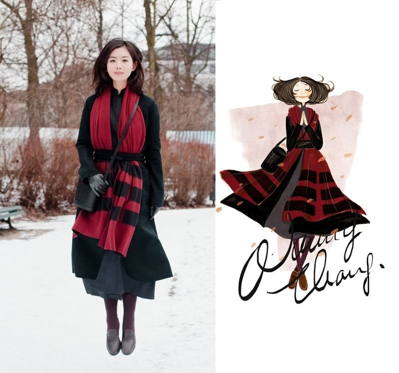 妹妹给自己画插画,把自己和女朋友的日常画成插画