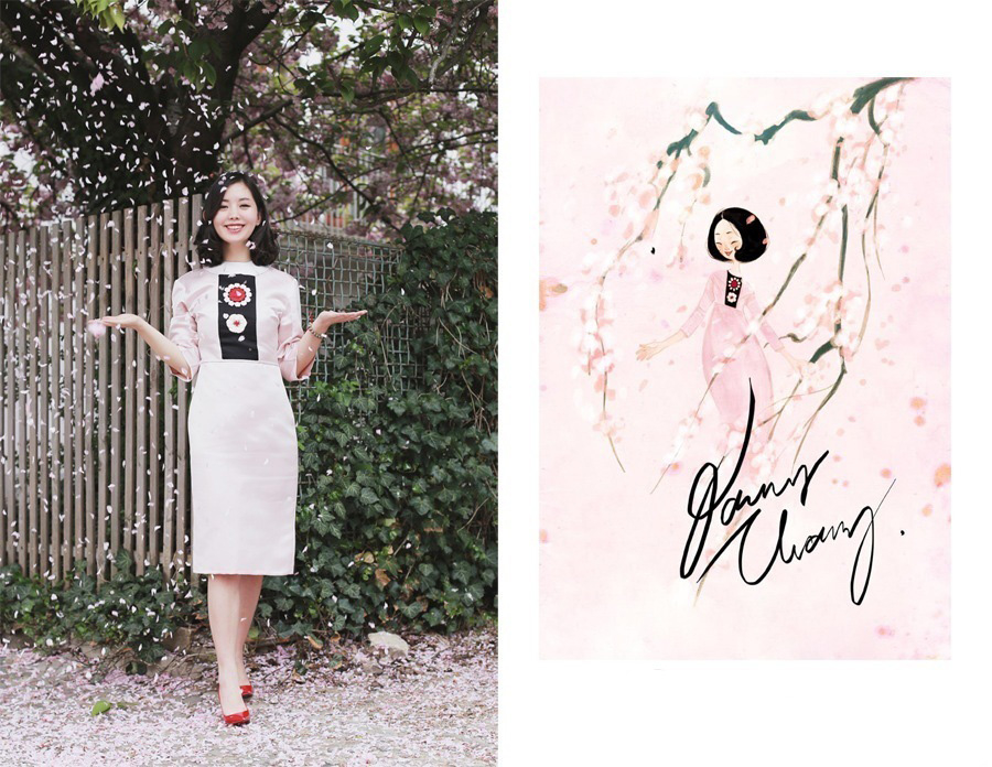 妹妹给自己画插画,把自己和女朋友的日常画成插画