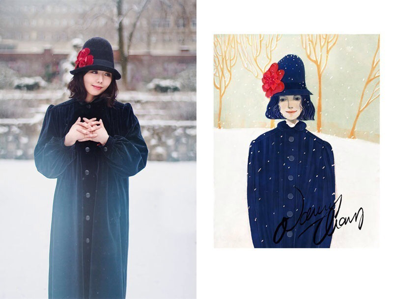 妹妹给自己画插画,把自己和女朋友的日常画成插画