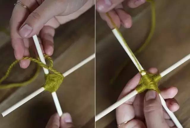 用毛线和竹棍编十字架,木棍编织方法图解