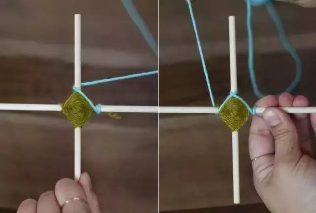 用毛线和竹棍编十字架,木棍编织方法图解