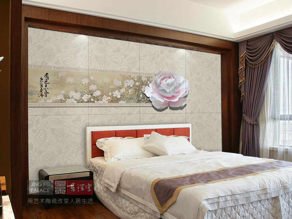 看一下卧室的背景墙,简雅瓷艺术背景墙轻奢版