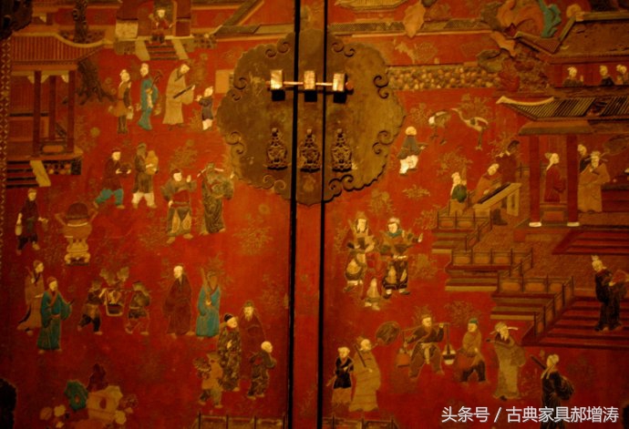 中国漆器描金柜之国博大美木艺的万历朱漆百宝嵌大柜