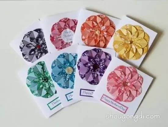 花朵贺卡的制作方法手工折纸花贺卡DIY步骤