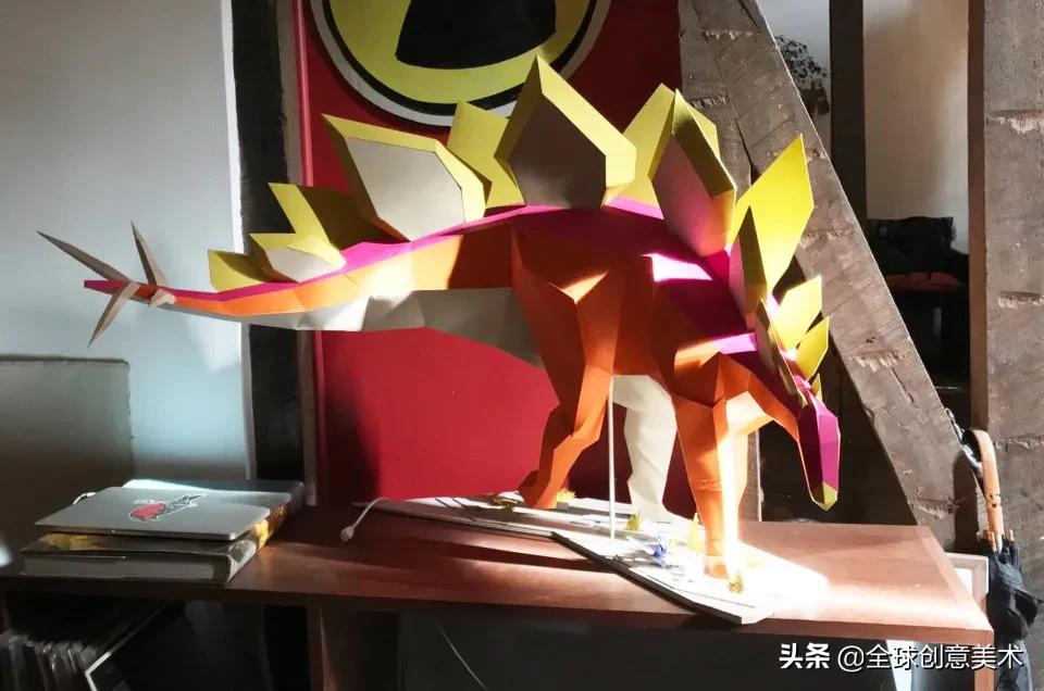 纸艺3d恐龙,立体恐龙手工纸模型
