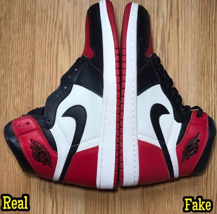 aj1mid芝加哥黑红脚趾真假鉴定方法,aj黑脚趾正品对比