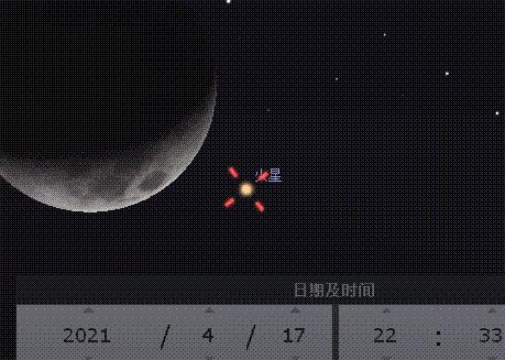 2018年10月18日火星伴月（傍晚可见）