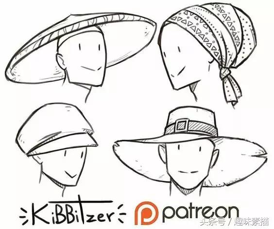素描帽子正面的画法,回族男子的帽子画法
