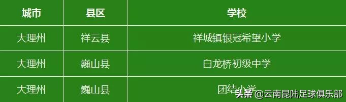 全国青少年校园足球联赛云南师范,云南省校园足球特色学校