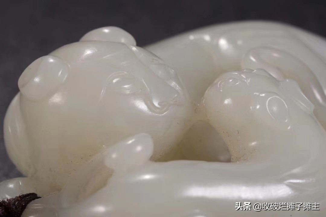 和田子母兽摆件尺寸,和田白玉龙龟子母兽