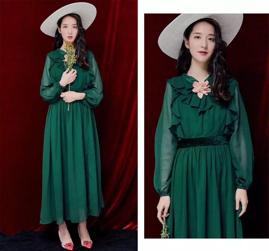 五一出行穿搭碎花连衣裙,胖mm显瘦连衣裙五一出游