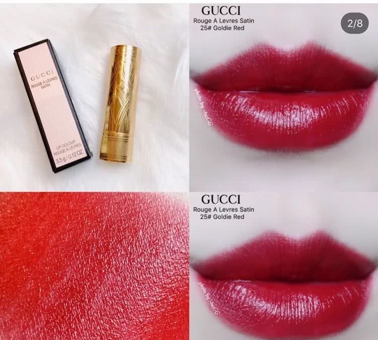gucci201口红属于什么色,gucci口红金管505试色