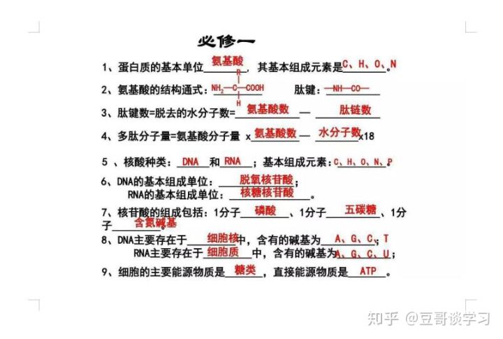 高中学霸高考必考知识点整理,高中生物学霸笔记大全及答案
