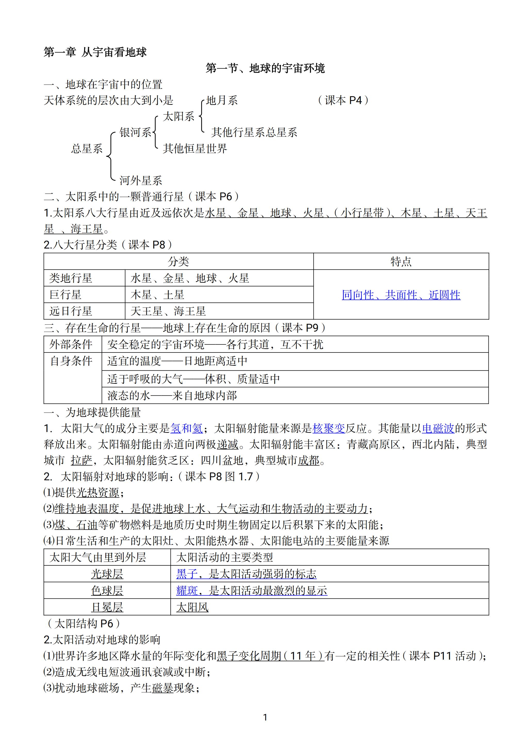 高一地理笔记必修一,高中地理必修一海水的性质和运动