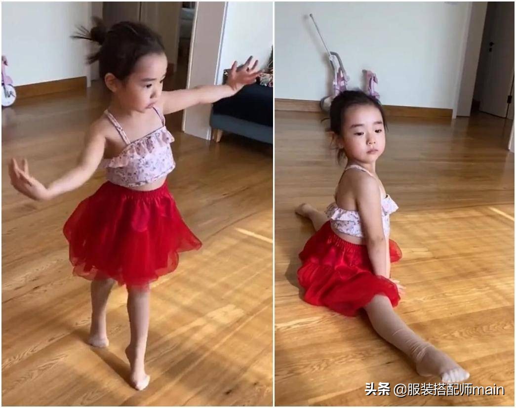 董璇与女儿穿亲子装的照片,董璇带女儿拍写真小酒窝近照可爱