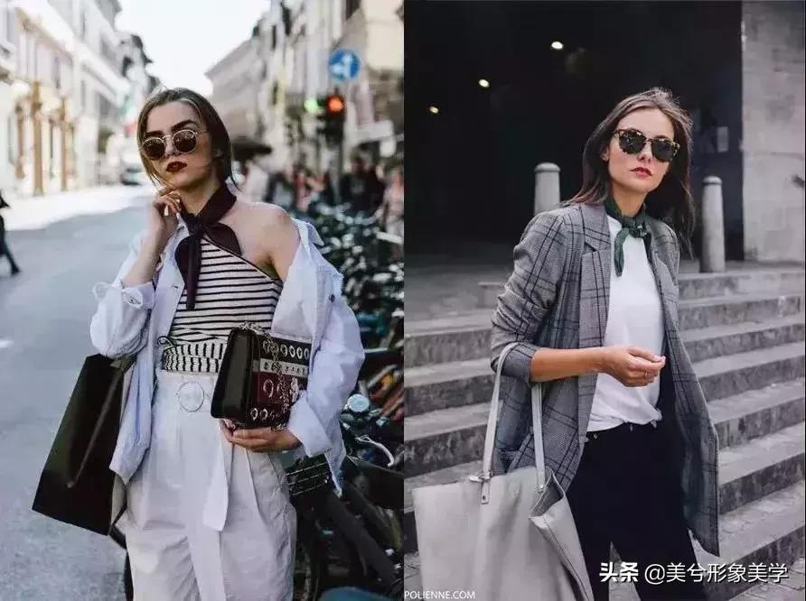 旧衣服怎么系丝巾好看,长条丝巾系法变衣服内搭