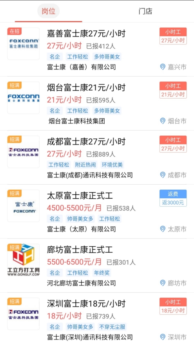 现在哪里工厂小时工工价最高,各城市工厂工价排名