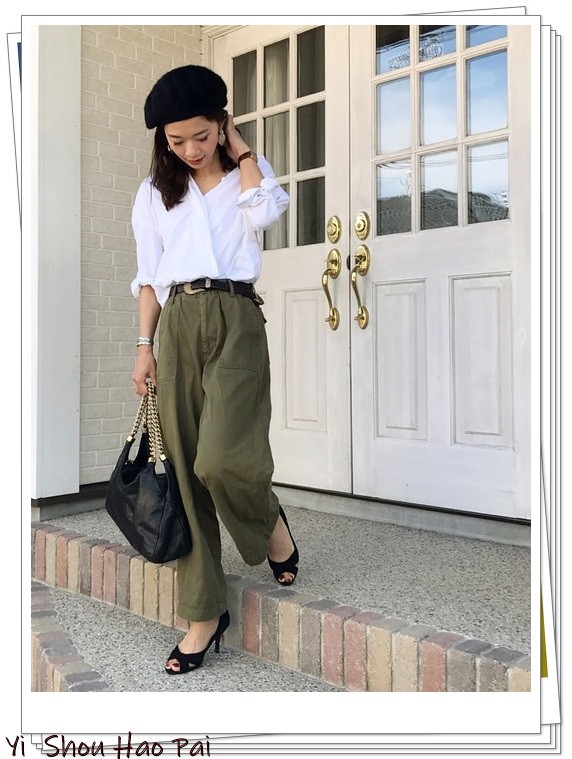 绿色阔腿裤搭配什么上衣女,绿色阔腿裤穿搭冬季女搭配
