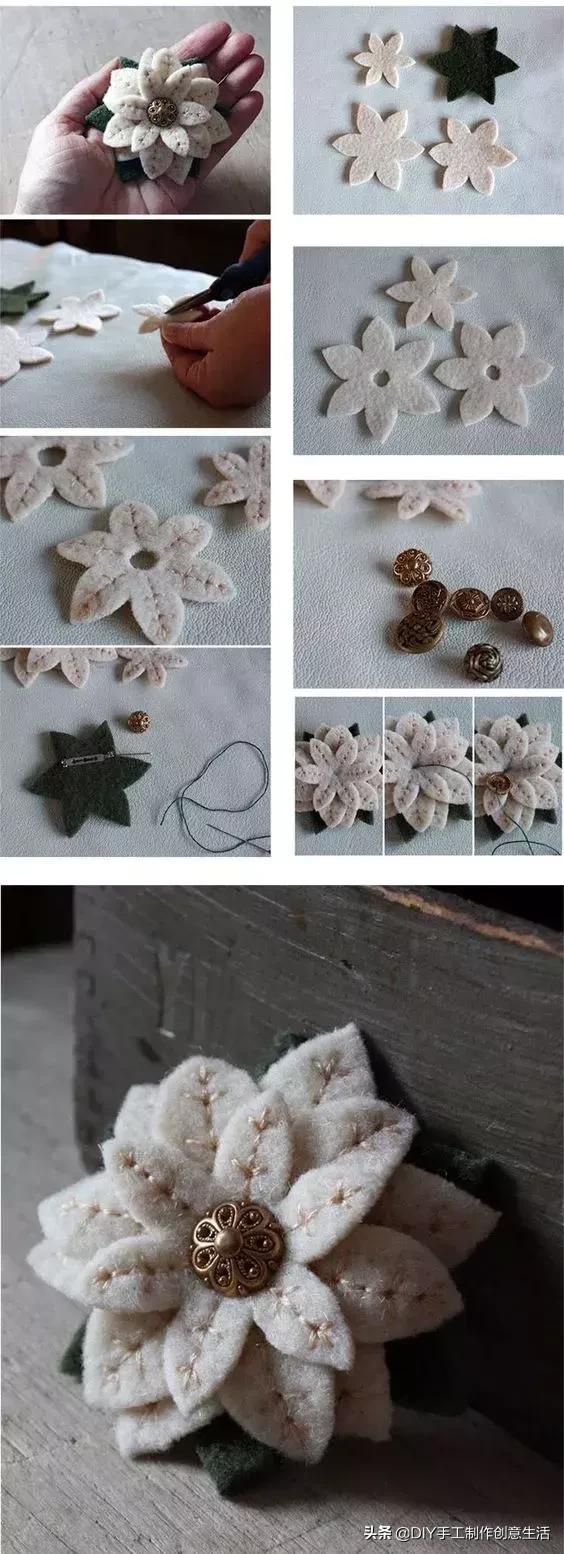 不织布手工花朵diy图册,制作不织布diy手工小花