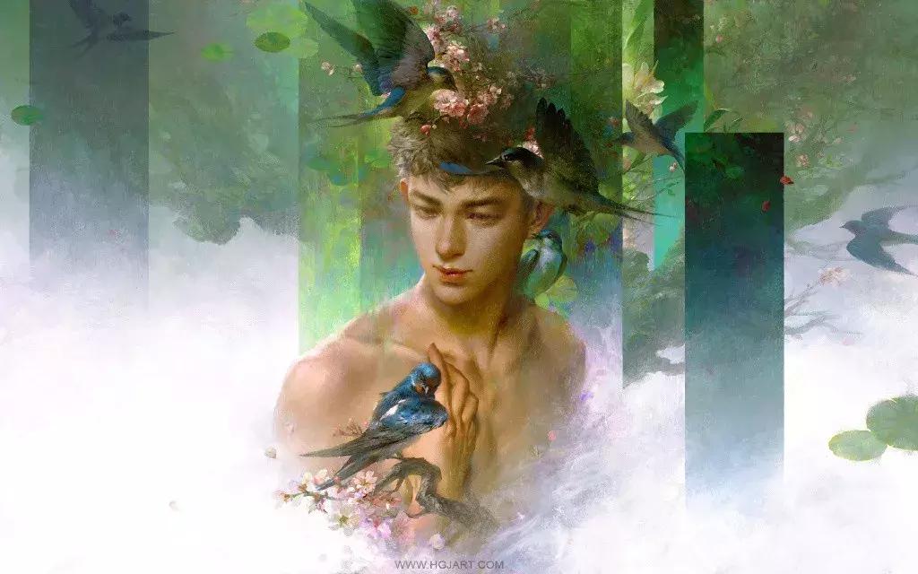 他的手绘原画太牛了，笔下美*欲人**欲飘仙，色调与笔感美煞无数网友