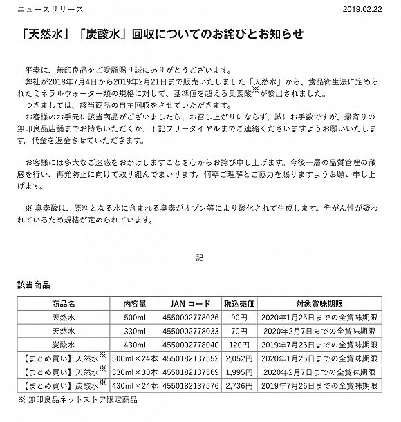 无印良品污染产品,无印良品召回事件