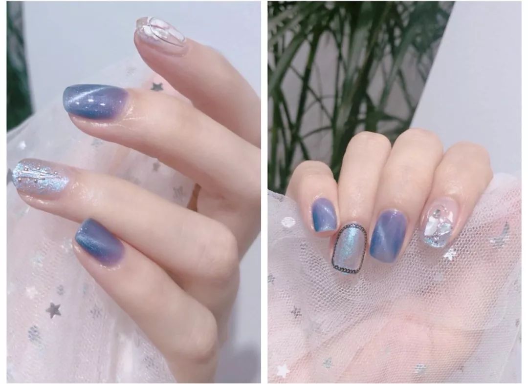 夏天美甲款式图片2022最火网红款,夏天短指甲美甲纯色显手白