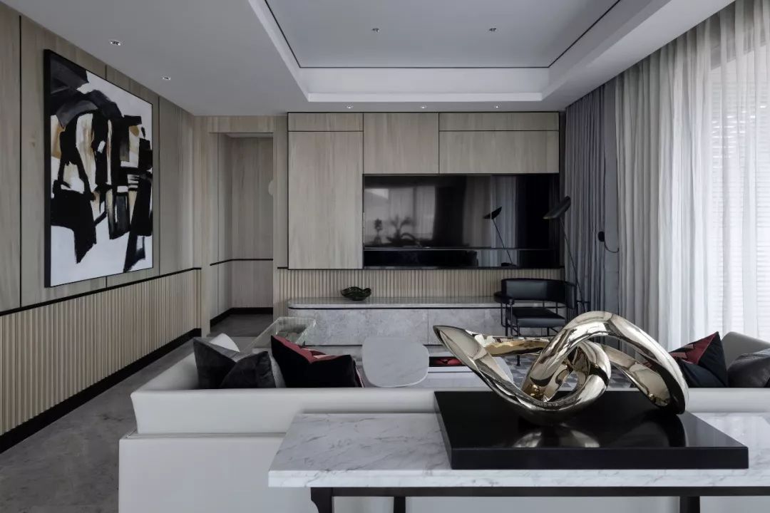 挑高法式轻奢样板间,意式英伦风装修