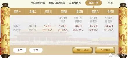五一假期5天故宫门票售罄,五一旅游天津门票