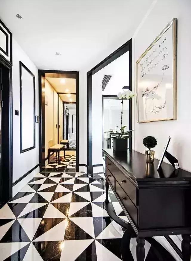 黑白格瓷砖法式,瓷砖黑白风格