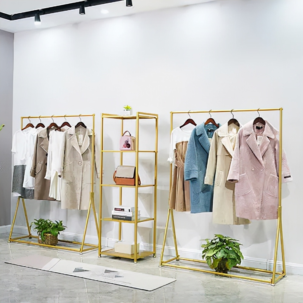 简约服装展现架,好看不锈钢展现架衣帽架