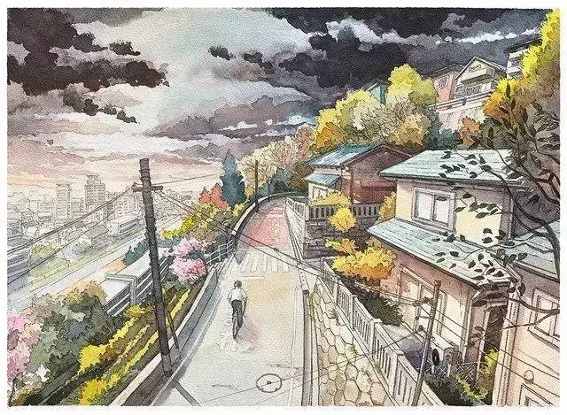 天气之子中唯美画面的水彩画 (天气之子中唯美画面水彩画)