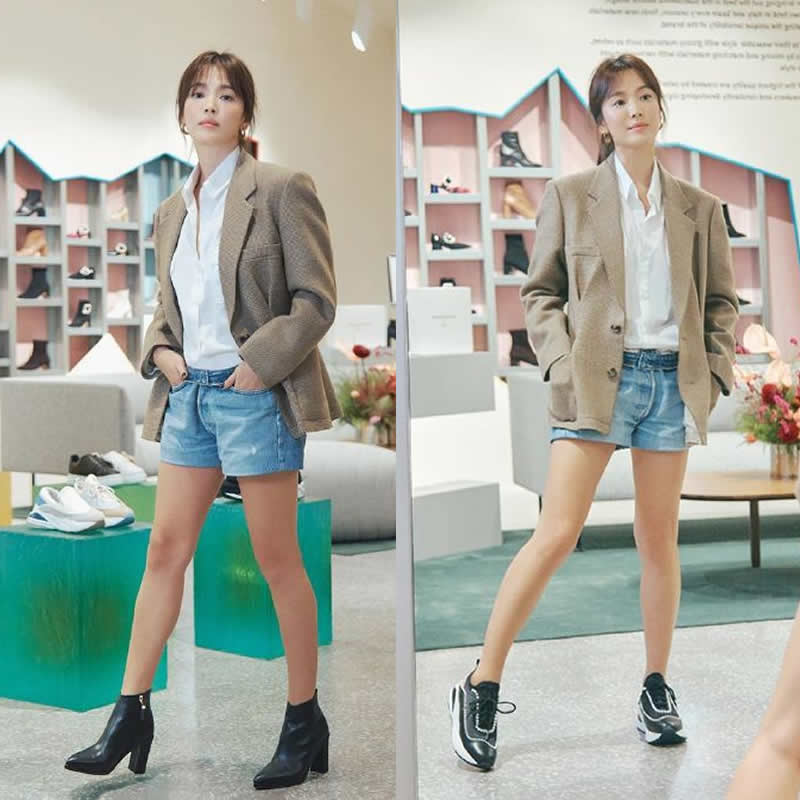 宋慧乔高领毛衣配大衣,宋慧乔千鸟格外套