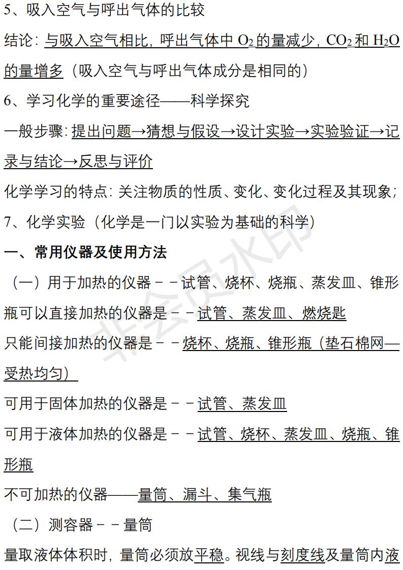 学霸知识点梳理二年级下册,初中化学学霸必背知识点