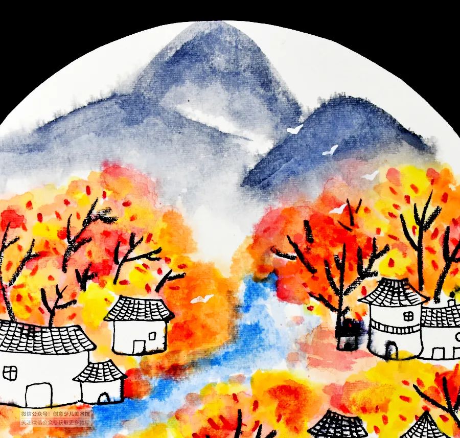 儿童画教程｜趣味色彩美术课程《万山红遍，层林尽染》