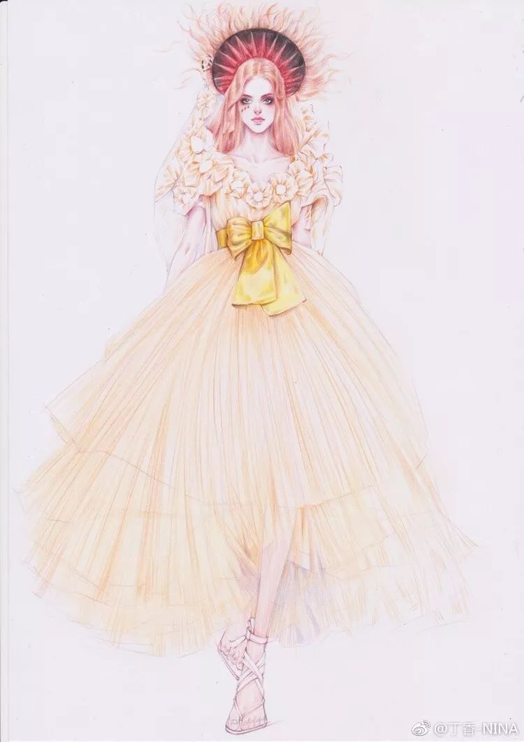 礼服怎么画好看仙气用彩铅,马克笔和彩铅裙子上色教程