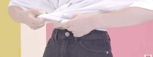 夏天穿t恤怎么塞裤子里好看,t恤衣角打结扣最新款