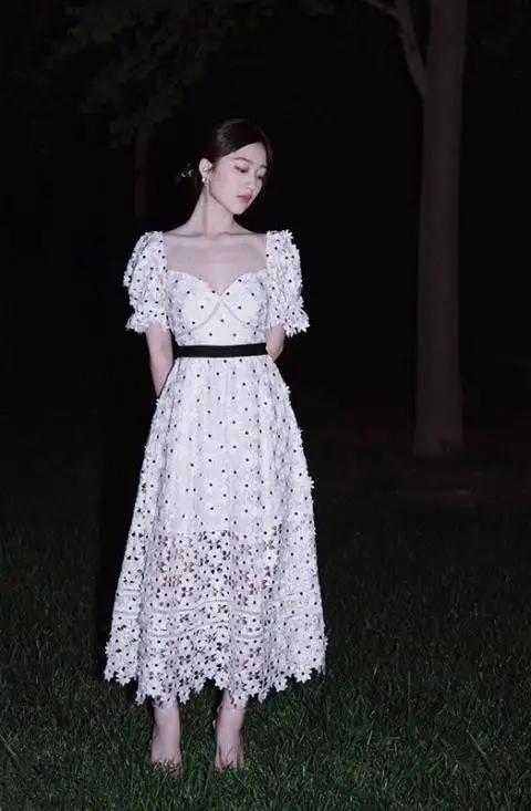 金素妍什么身材,金素妍穿绿色长裙
