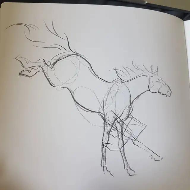 速写简笔画马,画速写不需要临摹