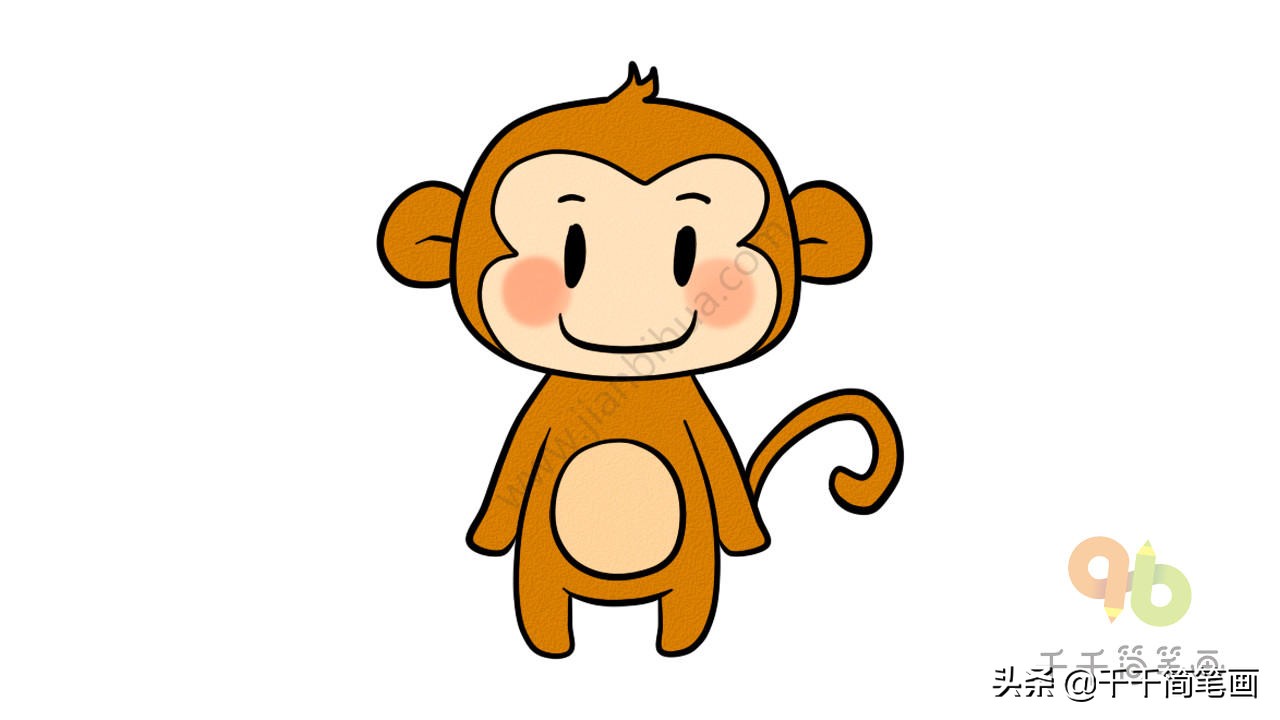 小猴子拿着桃子怎么画简笔画,幼儿园小猴子简笔画图片大全